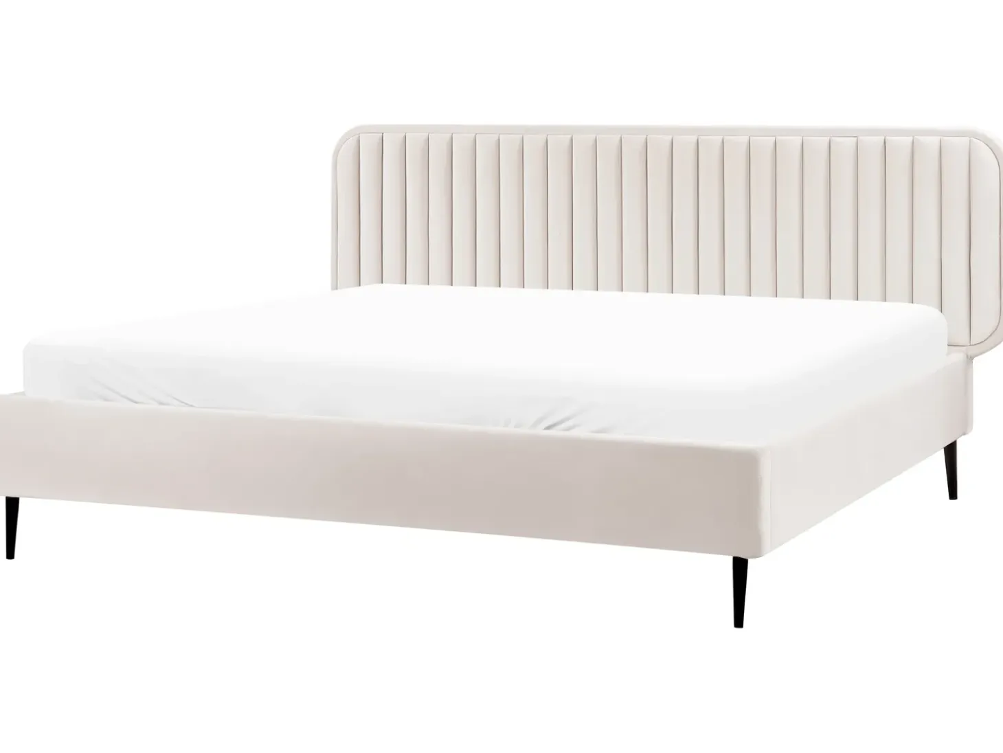 Clearance Łóżko Welur BRIN 180 x 200 cm Beżowy Łóżka Tapicerowane|Łóżka Podwójne