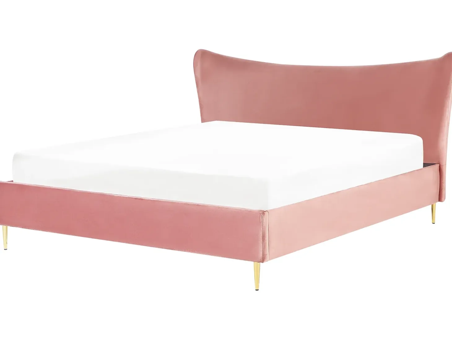 Discount Łóżko Welur CHALEIX 180 x 200 cm Brzoskwiniowy Łóżka Tapicerowane|Łóżka Podwójne