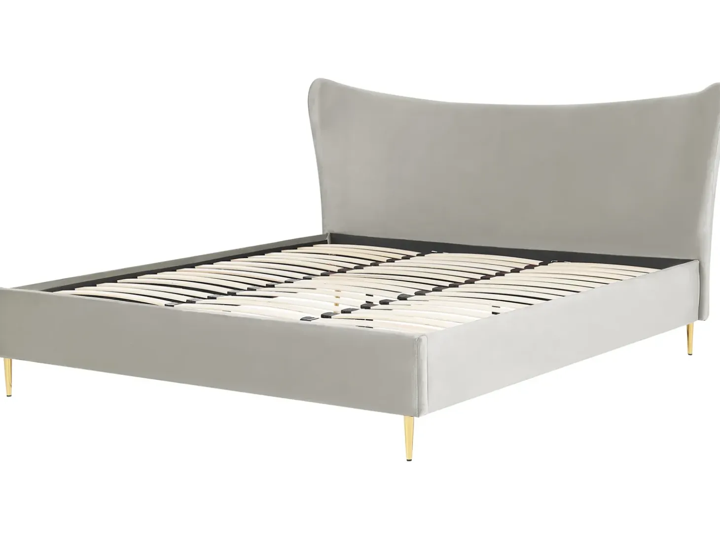 Discount Łóżko Welur CHALEIX 180 x 200 cm Jasnoszary Łóżka Tapicerowane|Łóżka Podwójne