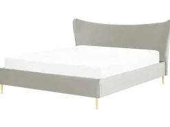 Discount Łóżko Welur CHALEIX 180 x 200 cm Jasnoszary Łóżka Tapicerowane|Łóżka Podwójne