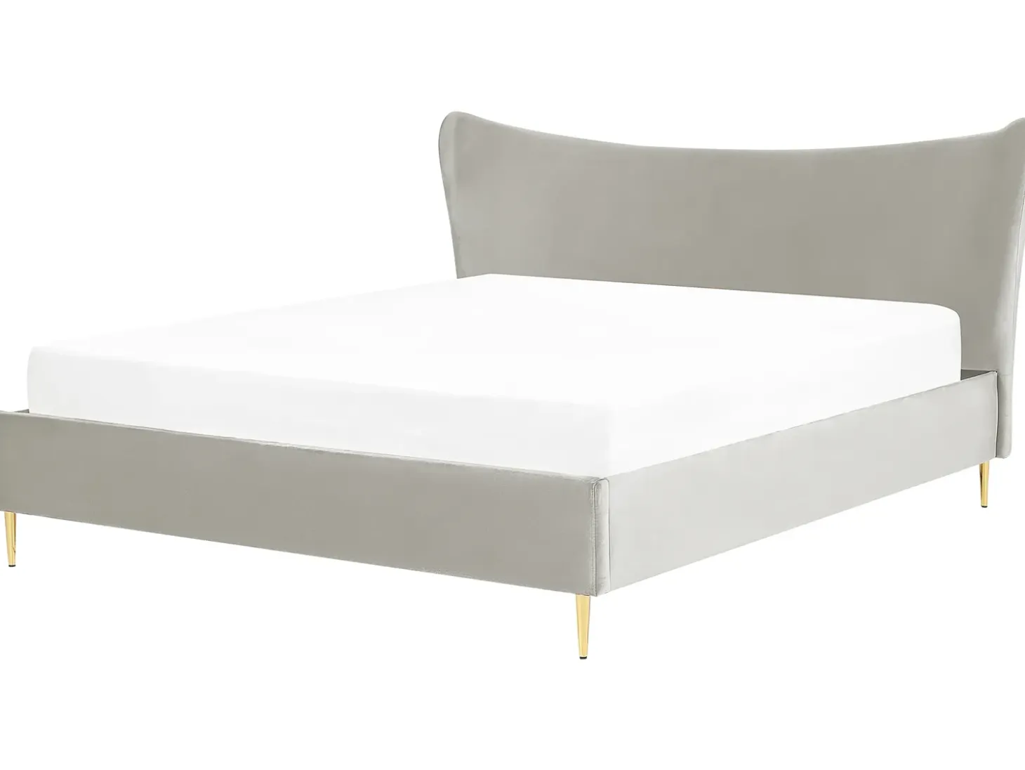 Discount Łóżko Welur CHALEIX 180 x 200 cm Jasnoszary Łóżka Tapicerowane|Łóżka Podwójne