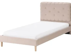 Best Łóżko Welur CORSAINT 90 x 200 cm Beżowy Dzieci Wszystkie Meble I Akcesoria Dziecięce|Łóżka Tapicerowane