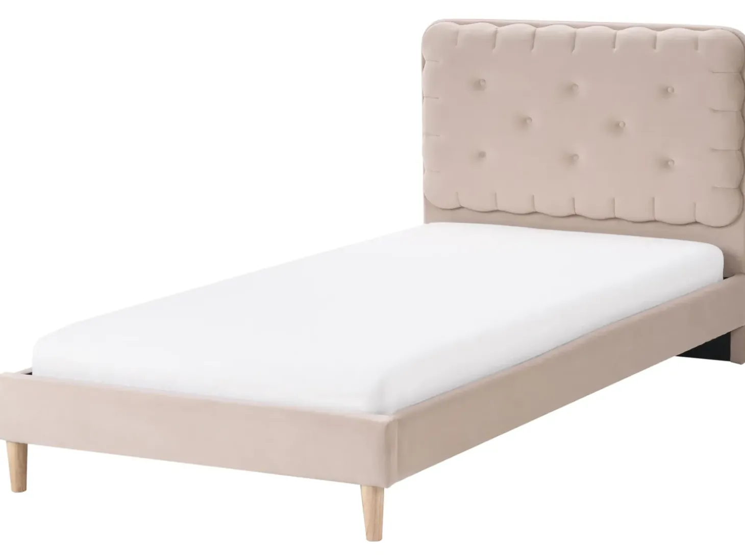 Best Łóżko Welur CORSAINT 90 x 200 cm Beżowy Dzieci Wszystkie Meble I Akcesoria Dziecięce|Łóżka Tapicerowane