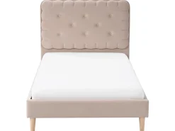 Best Łóżko Welur CORSAINT 90 x 200 cm Beżowy Dzieci Wszystkie Meble I Akcesoria Dziecięce|Łóżka Tapicerowane