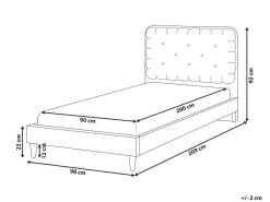 Best Łóżko Welur CORSAINT 90 x 200 cm Beżowy Dzieci Wszystkie Meble I Akcesoria Dziecięce|Łóżka Tapicerowane