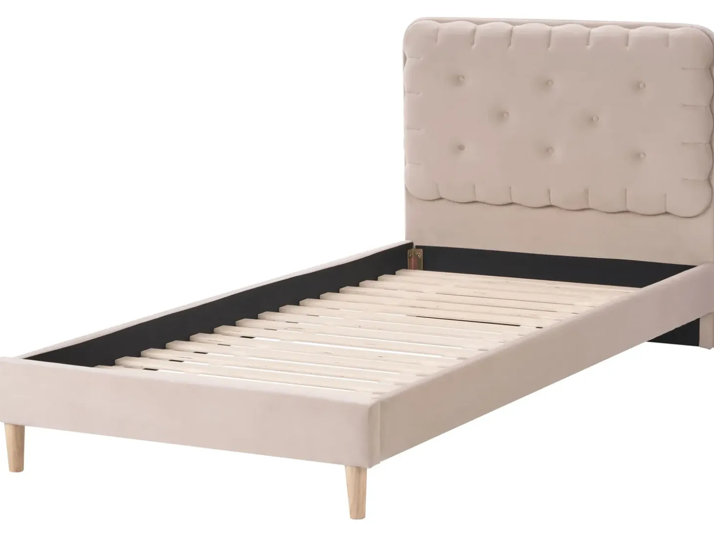 Best Łóżko Welur CORSAINT 90 x 200 cm Beżowy Dzieci Wszystkie Meble I Akcesoria Dziecięce|Łóżka Tapicerowane
