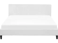 Best Welur FITOU 180 x 200 cm Biały Łóżka Tapicerowane|Łóżka Podwójne