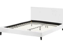 Best Welur FITOU 180 x 200 cm Biały Łóżka Tapicerowane|Łóżka Podwójne