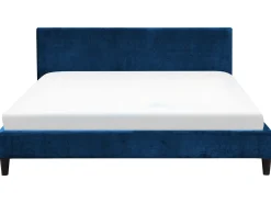Outlet Welur FITOU 180 x 200 cm Ciemnoniebieski Łóżka Tapicerowane|Łóżka Podwójne
