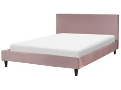 Best Welur FITOU 140 x 200 cm Różowy Łóżka Podwójne