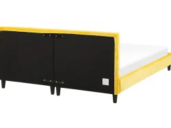 Outlet Welur FITOU 180 x 200 cm Żółty Łóżka Tapicerowane|Łóżka Podwójne
