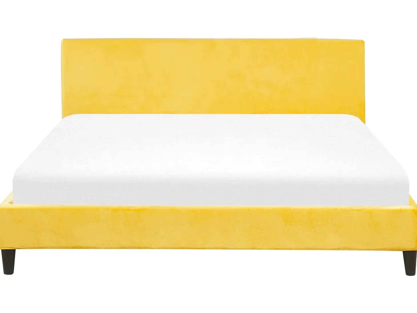Outlet Welur FITOU 180 x 200 cm Żółty Łóżka Tapicerowane|Łóżka Podwójne