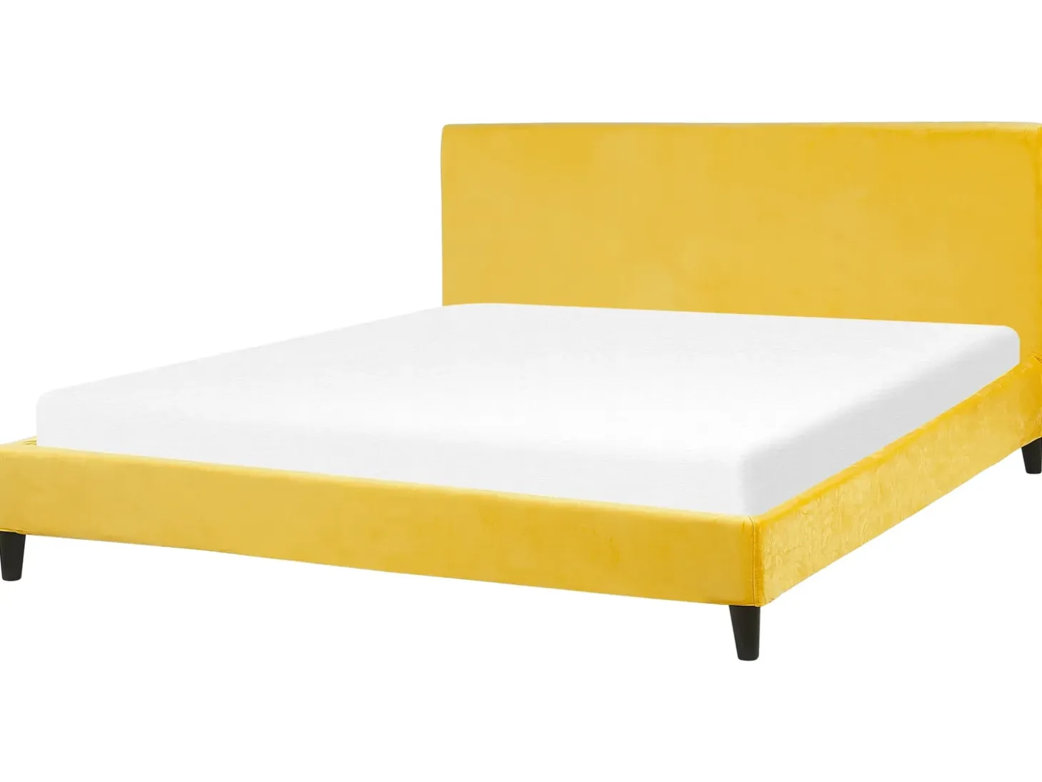Outlet Welur FITOU 180 x 200 cm Żółty Łóżka Tapicerowane|Łóżka Podwójne