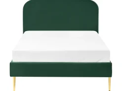 Online Łóżko Welur FLAYAT 120 x 200 cm Ciemnozielony Łóżka Tapicerowane|Łóżka Podwójne