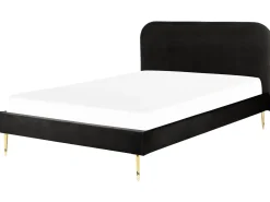 Clearance Łóżko Welur FLAYAT 180 x 200 cm Czarny Łóżka Tapicerowane|Łóżka Podwójne