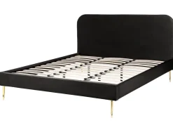 Clearance Łóżko Welur FLAYAT 180 x 200 cm Czarny Łóżka Tapicerowane|Łóżka Podwójne