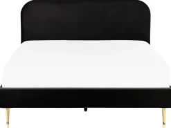 Clearance Łóżko Welur FLAYAT 180 x 200 cm Czarny Łóżka Tapicerowane|Łóżka Podwójne