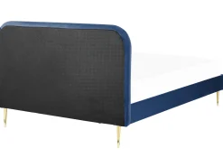 New Łóżko Welur FLAYAT 180 x 200 cm Granatowy Łóżka Tapicerowane|Łóżka Podwójne