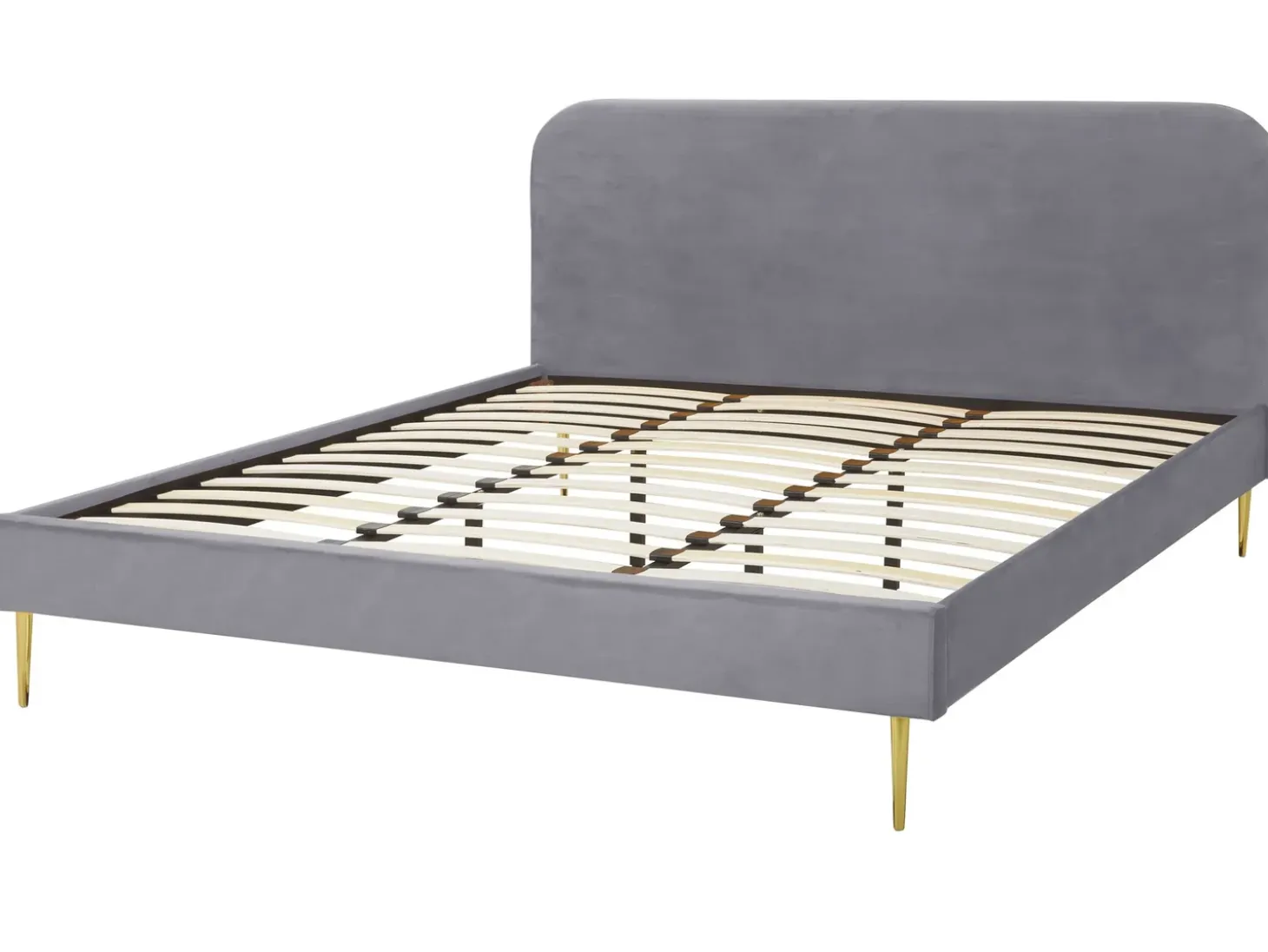 Discount Łóżko Welur FLAYAT 180 x 200 cm Szary Łóżka Tapicerowane|Łóżka Podwójne