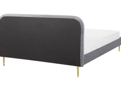 Discount Łóżko Welur FLAYAT 180 x 200 cm Szary Łóżka Tapicerowane|Łóżka Podwójne