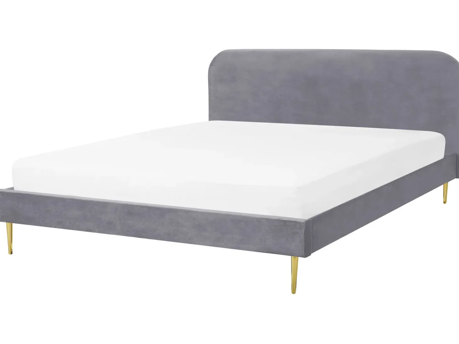 Discount Łóżko Welur FLAYAT 180 x 200 cm Szary Łóżka Tapicerowane|Łóżka Podwójne