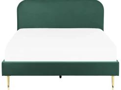 Best Welur FLAYAT 140 x 200 cm Szmaragdowy Łóżka Tapicerowane|Łóżka Podwójne