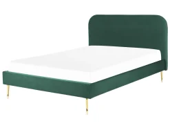 Best Welur FLAYAT 140 x 200 cm Szmaragdowy Łóżka Tapicerowane|Łóżka Podwójne
