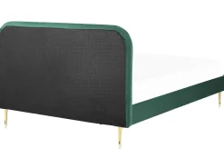 Best Welur FLAYAT 140 x 200 cm Szmaragdowy Łóżka Tapicerowane|Łóżka Podwójne