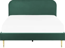 Łóżko Welur FLAYAT 160 x 200 cm Szmaragdowy Łóżka Tapicerowane|Łóżka Podwójne