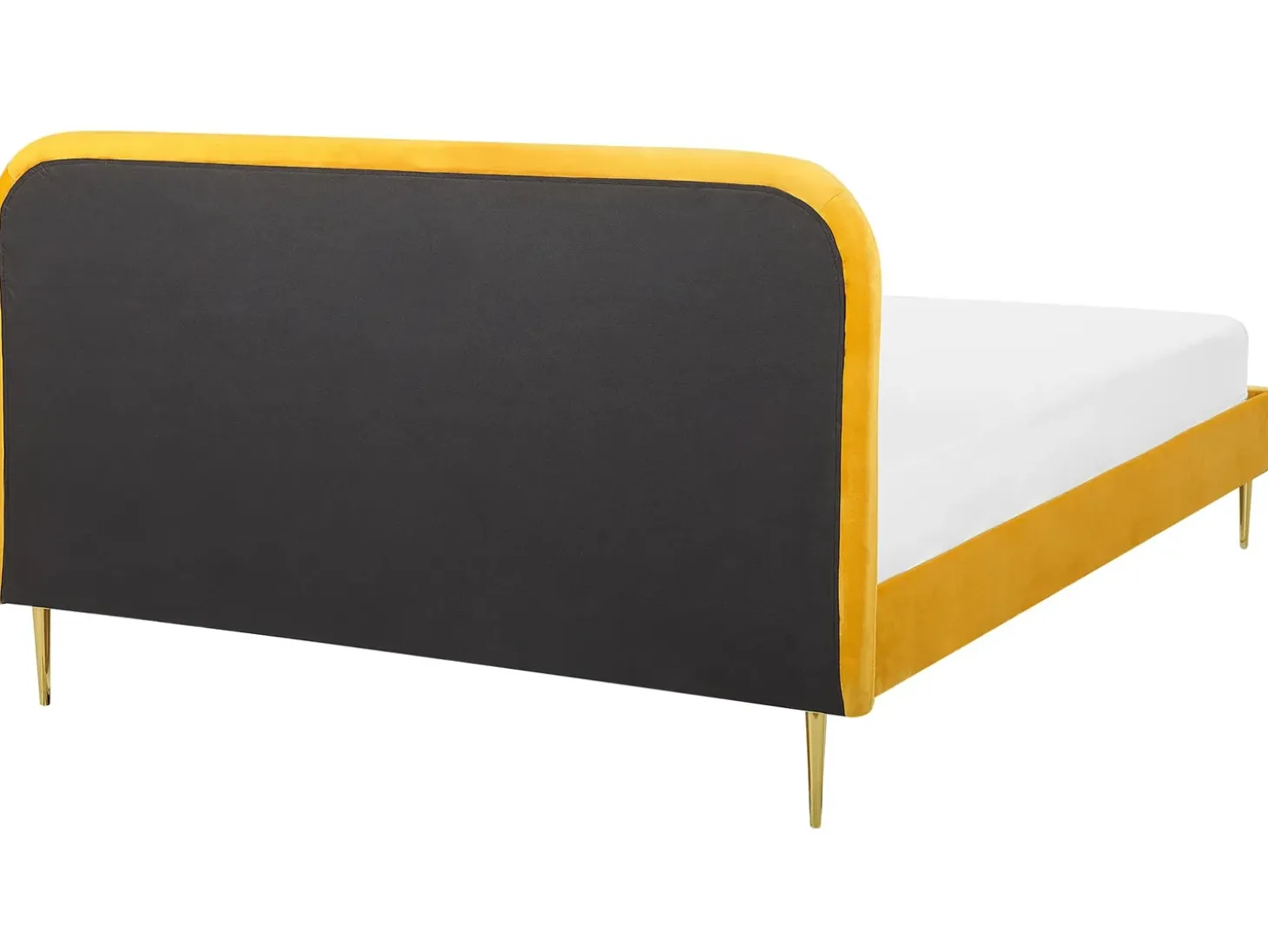Hot Łóżko Welur FLAYAT 180 x 200 cm Żółty Łóżka Tapicerowane|Łóżka Podwójne