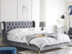 Discount Łóżko Welur FORBACH 180 x 200 cm Łóżka Tapicerowane|Łóżka Podwójne