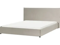 Clearance Welur LAVAUR 180 x 200 cm Beżowoszary Łóżka Tapicerowane|Łóżka Podwójne