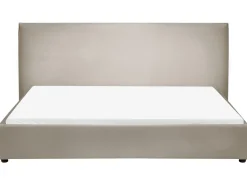 Clearance Welur LAVAUR 180 x 200 cm Beżowoszary Łóżka Tapicerowane|Łóżka Podwójne