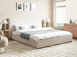 Outlet Welur LAVAUR 180 x 200 cm Złamana biel Łóżka Tapicerowane|Łóżka Podwójne