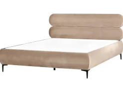 Sale Łóżko LESSAY 180 x 200 cm Beżowoszary Łóżka Tapicerowane|Łóżka Podwójne