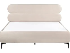 Discount Łóżko Welur LESSAY 180 x 200 cm Jasnobeżowy Łóżka Tapicerowane|Łóżka Podwójne