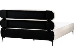 Discount Łóżko Welur LESSAY 180 x 200 cm Jasnobeżowy Łóżka Tapicerowane|Łóżka Podwójne