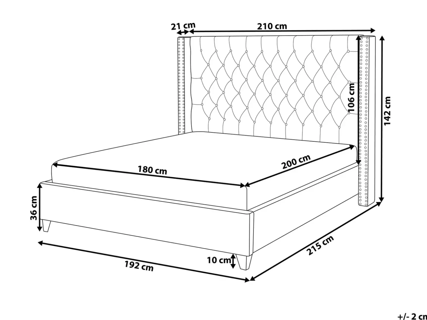 Best Welur LUBBON 180 x 200 cm Beżowy Łóżka Tapicerowane|Łóżka Podwójne