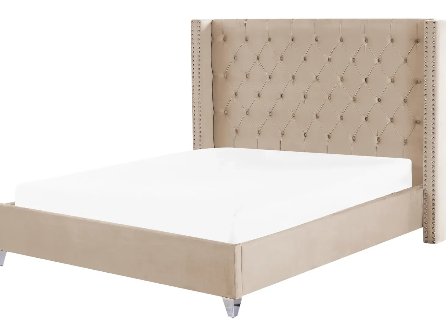 Best Welur LUBBON 180 x 200 cm Beżowy Łóżka Tapicerowane|Łóżka Podwójne