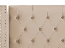 Best Welur LUBBON 180 x 200 cm Beżowy Łóżka Tapicerowane|Łóżka Podwójne