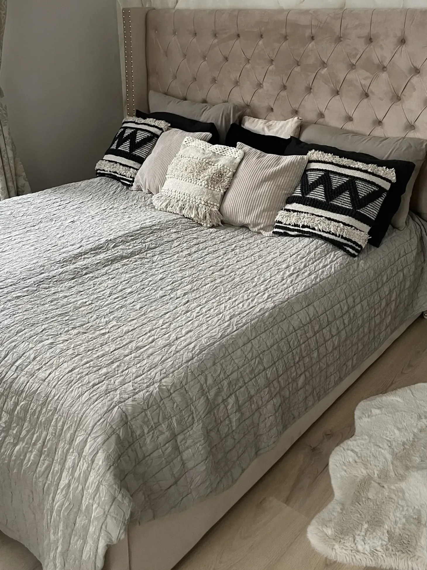 Best Welur LUBBON 180 x 200 cm Beżowy Łóżka Tapicerowane|Łóżka Podwójne