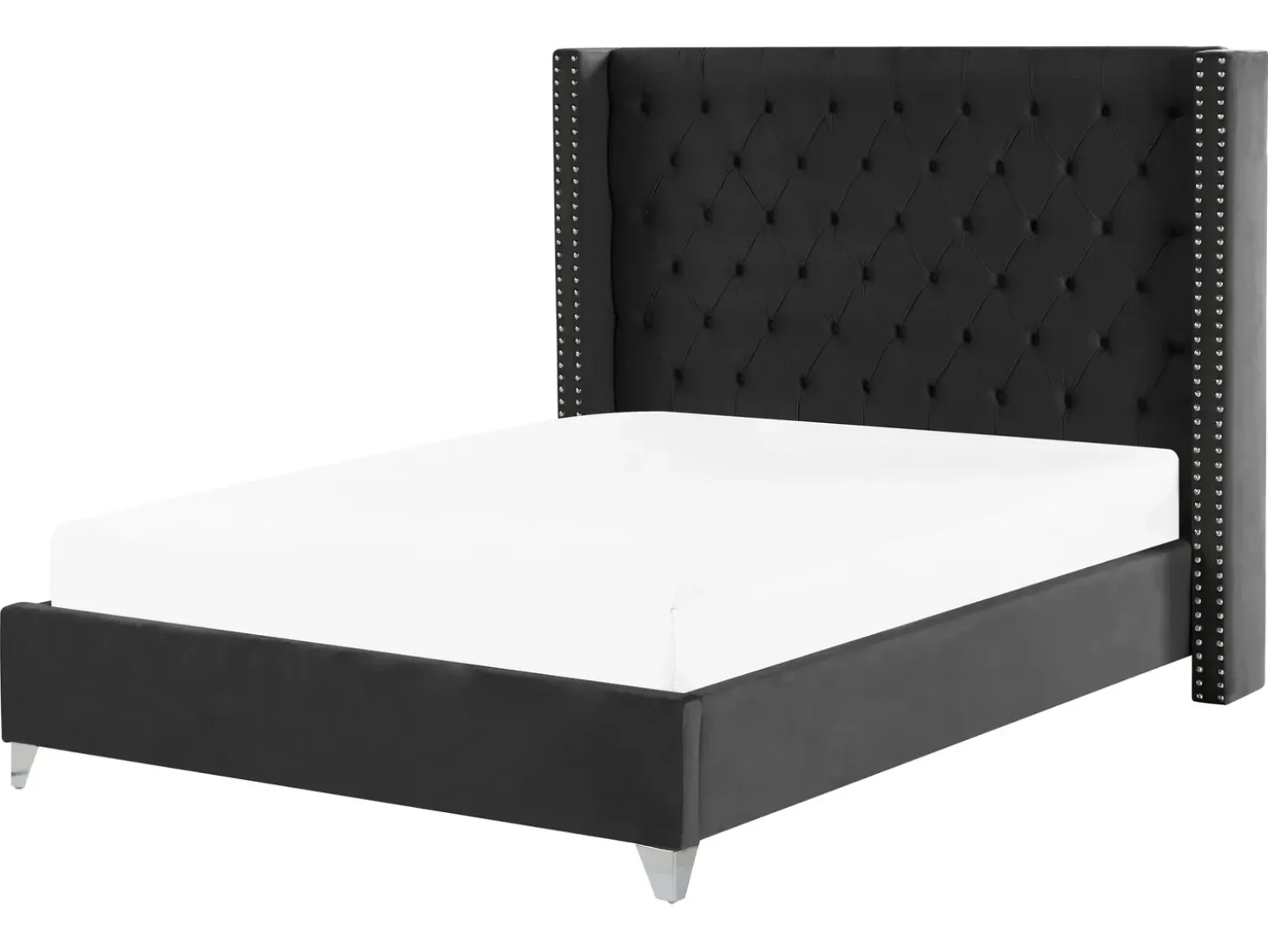 Online Welur LUBBON 160 x 200 cm Czarny Łóżka Tapicerowane|Łóżka Podwójne