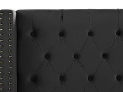 Online Welur LUBBON 160 x 200 cm Czarny Łóżka Tapicerowane|Łóżka Podwójne