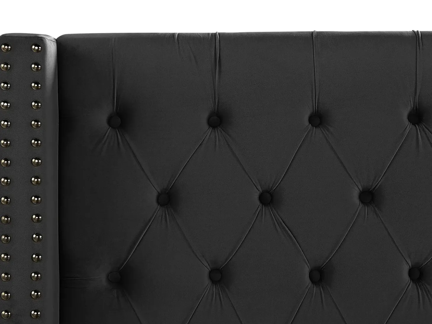 Online Welur LUBBON 160 x 200 cm Czarny Łóżka Tapicerowane|Łóżka Podwójne