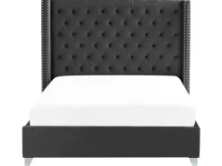 Online Welur LUBBON 160 x 200 cm Czarny Łóżka Tapicerowane|Łóżka Podwójne