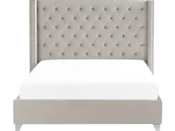 Outlet Welur LUBBON 180 x 200 cm Jasnoszary Łóżka Tapicerowane|Łóżka Podwójne