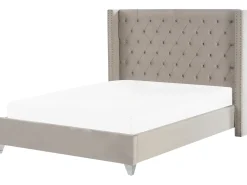 Outlet Welur LUBBON 180 x 200 cm Jasnoszary Łóżka Tapicerowane|Łóżka Podwójne