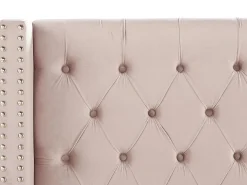 Łóżko Welur LUBBON 180 x 200 cm Pastelowy róż Łóżka Tapicerowane|Łóżka Podwójne