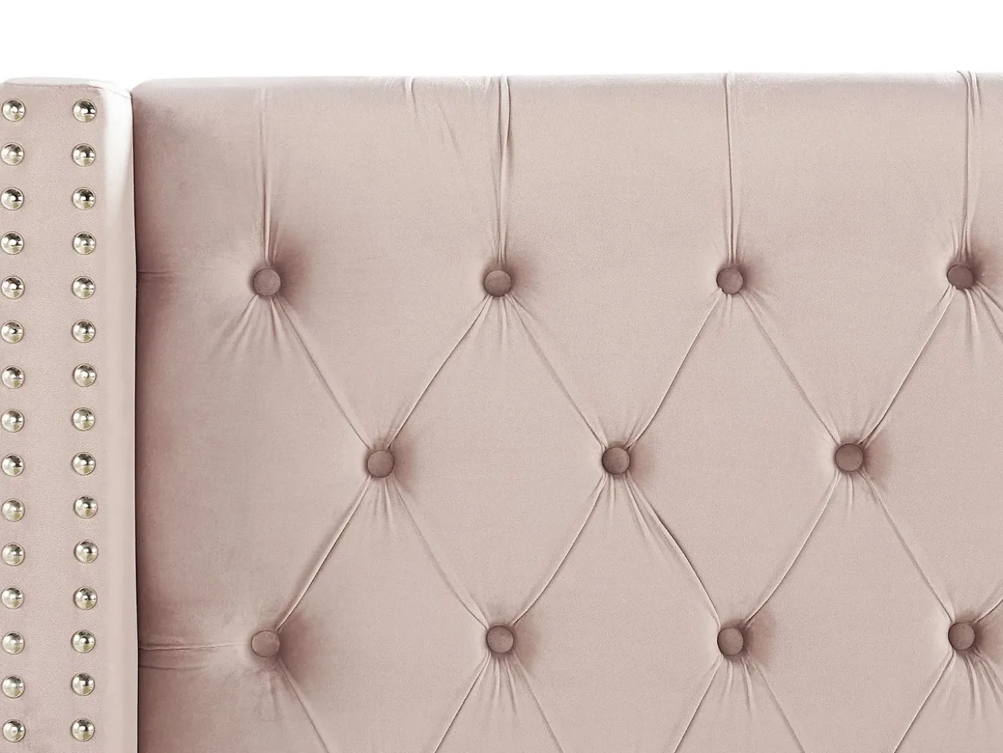 Łóżko Welur LUBBON 180 x 200 cm Pastelowy róż Łóżka Tapicerowane|Łóżka Podwójne
