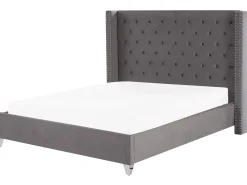 Best Welur LUBBON 180 x 200 cm Szary Łóżka Tapicerowane|Łóżka Podwójne